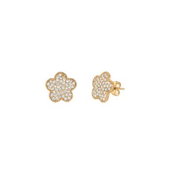 0.79 ct G-H SI2 Diamond Flower Earrings Set In 14K Yellow Gold E5185YD