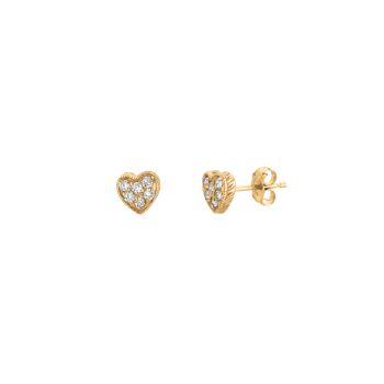 0.29 ct G-H SI2 Diamond Heart Earrings Set In 14K Yellow Gold E5236YD