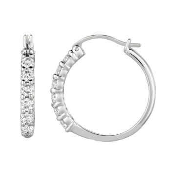 1 ct G-H SI2 Diamond Hoop Earrings Set In 14K White Gold E5466-1W