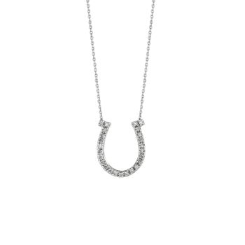 0.26ct Diamond Horseshoe Pendant Necklace White Gold N4423WD