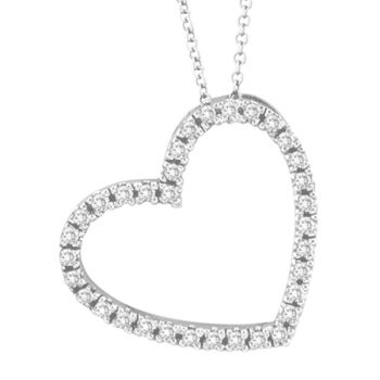 0.4ct Diamond Heart Pendant Necklace White Gold N4440WD