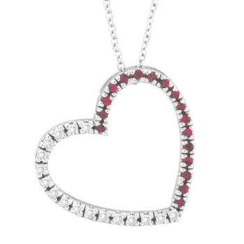 0.4ct Diamond & Pink Sapphire Heart Pendant Necklace N4440WDPS