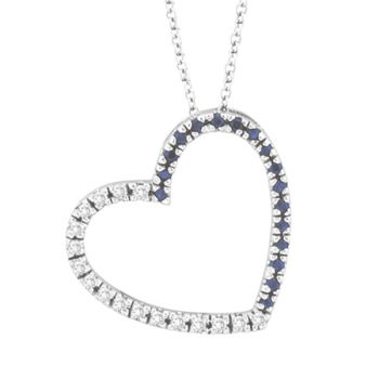 0.4ct Diamond & Sapphire Heart Pendant Necklace N4440WDS
