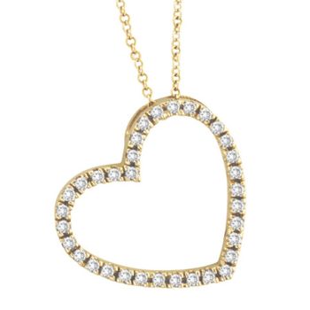 0.4ct Diamond Heart Pendant Necklace Yellow Gold N4440YD