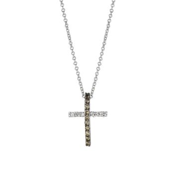 0.25ct Champagne & white diamond cross Necklace N4446WDDH
