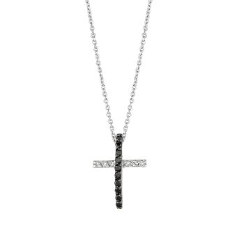 0.25ct Black & white diamond cross Necklace N4446WDKD