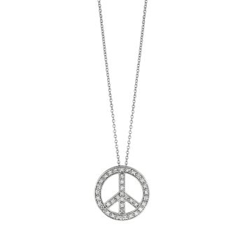 0.5ct Diamond Peace Sign Pendant Necklace N4507WD