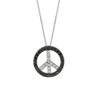 0.5ct Black & White Diamond Peace Sign Pendant Necklace N4507WDKD