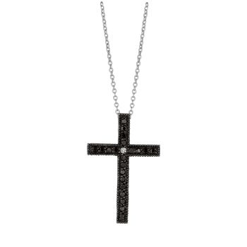0.33ct Black & white diamond cross Necklace N4931WDK