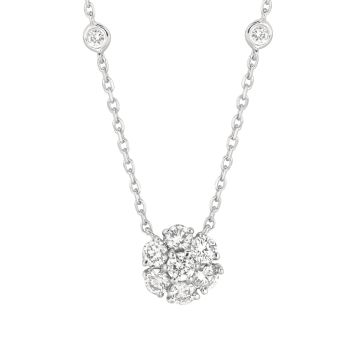 1ct Flower & 8 bezel diamond Necklace N4984W1