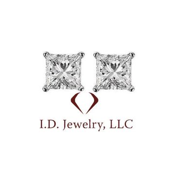 0.27 ct G SI Princess Diamond Stud Earrings In 14K White Gold 10005012