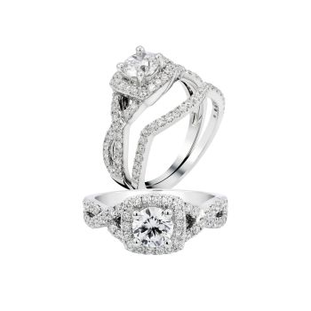 0.65 ct - Infinity Infinity Diamond Engagement Ring Set in 14K White Gold /R11189-ICSD