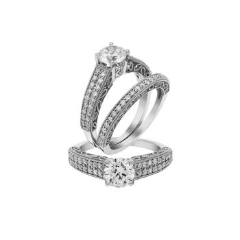 0.3 ct - Diamond Engagement Ring Set in 14K White Gold /R11297-ICSD