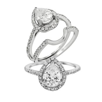 0.35 ct -Classic Style Diamond Engagement Ring Set in 14K White Gold /R11354-ICSD