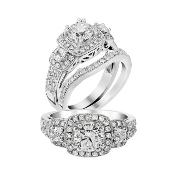 0.85 ct - Diamond Engagement Ring Set in 14K White Gold /R11397-ICSD