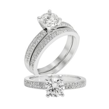 0.2 ct - Diamond Engagement Ring Set in 14K White Gold /R11419-ICSD