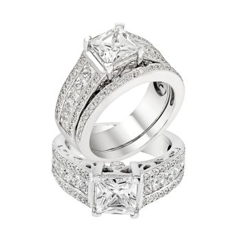 0.9 ct - Diamond Engagement Ring Set in 14K White Gold /R11593-ICSD