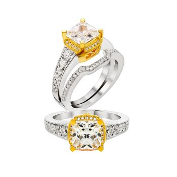 0.55 ct - Diamond Engagement Ring Set in 14K White & 18K Yellow Gold /R11637YW-ICSD