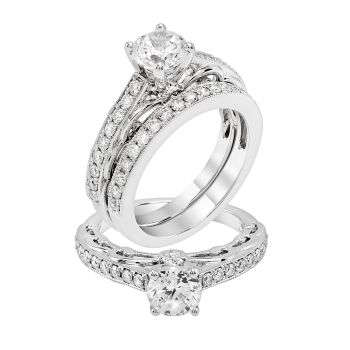 0.45 ct - Diamond Engagement Ring Set in 14K White Gold /R11712-ICSD