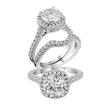 0.7 ct - Diamond Engagement Ring Set in 14K White Gold /R11721-ICSD