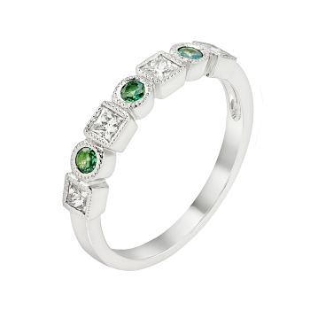 0.35 ct - Diamond & Birthstone Band with 0.20 ct Gemstone Set in 14K White Gold/R11738WB-ALE