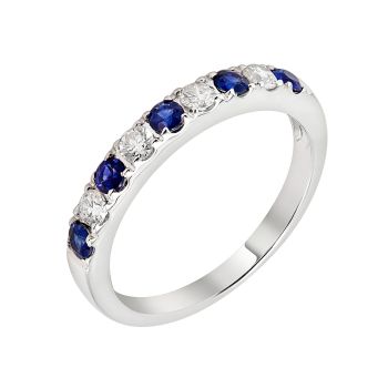 0.30 ct - Diamond & Birthstone Band with 0.35 ct Gemstone Set in 14K White Gold/R11739WB-BS