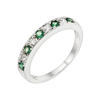 0.25 ct - Diamond & Birthstone Band with 0.30 ct Gemstone Set in 14K White Gold/R11740WB-ALE