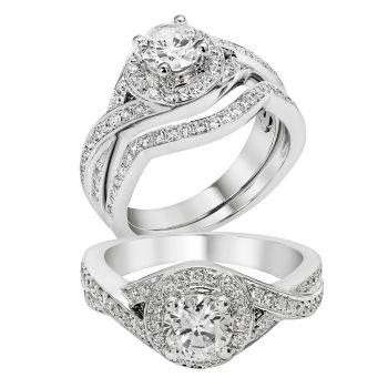 0.35 ct - Infinity Diamond Engagement Ring Set in 14K White Gold /R11759-ICSD