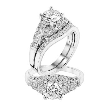 0.55 ct - Diamond Engagement Ring Set in 14K White Gold /R11784-ICSD