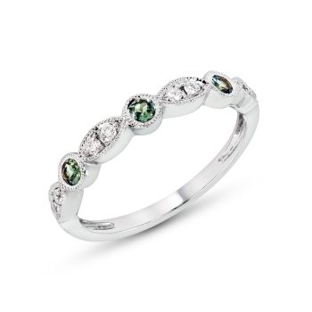 0.15 ct - Diamond & Birthstone Band with 0.20 ct Gemstone Set in 14K White Gold/R11807WB-ALE