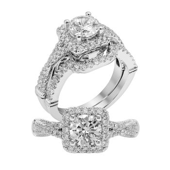 0.35 ct - Infinity Diamond Engagement Ring Set in 14K White Gold /R11835-ICSD