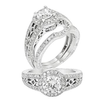 0.45 ct - Diamond Engagement Ring Set in 14K White Gold /R11844-ICSD