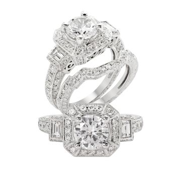 1.2 ct - Diamond Engagement Ring Set in 14K White Gold /R11856-ICSD