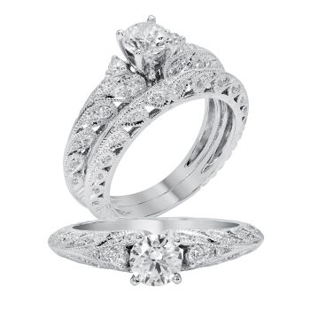 0.4 ct - Diamond Engagement Ring Set in 14K White Gold /R11862-ICSD