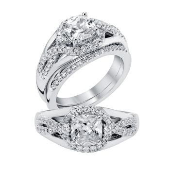 0.4 ct - Infinity Diamond Engagement Ring Set in 14K White Gold /R11972-ICSD