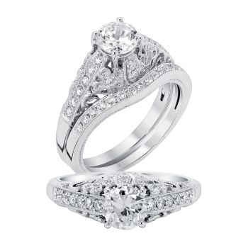 0.4 ct - Diamond Engagement Ring Set in 14K White Gold /R12049-ICSD