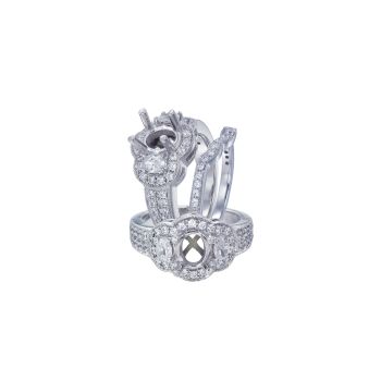 1 ct -Diamond Engagement Ring Set in 14K White Gold /R19059-ICSD