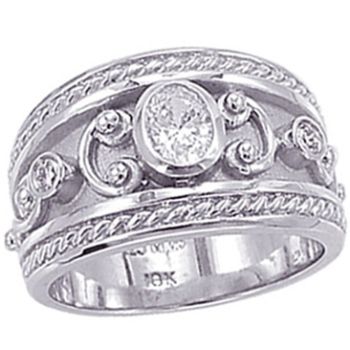 0.56 ct H-I SI2 Antique Style Diamond Ring In 18K White Gold R4662WD18K