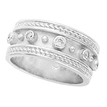 0.18 ct G-H SI1-SI2 Antique Style Bezel Set Diamond Ring In 18K White Gold R4667W-DA