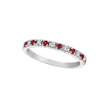 0.13 ct G-H SI2 Ruby & Diamond Stackable Ring In 14K White Gold R5692WDR