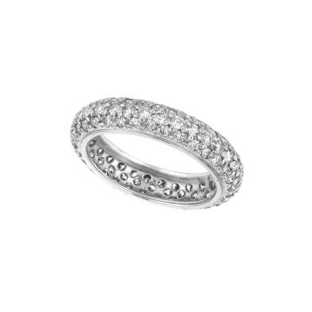 1.58 ct G-H SI2 Eternity diamond pave set ring In 14K White Gold R5702WD