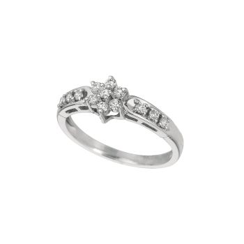 0.35 ct G-H SI2 Small flower diamond ring In 14K White Gold R5818WD
