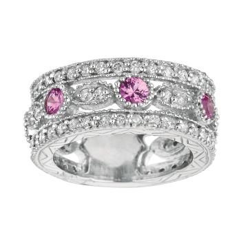 1.51 ct G-H SI2 Pink sapphire & diamond eternity ring In 14K White Gold R6108WDPS
