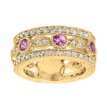 1.51 ct G-H SI2 Pink sapphire & diamond eternity ring In 14K Yellow Gold R6108YDPS