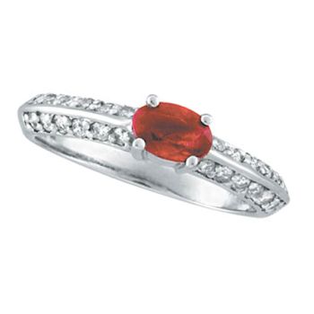 0.38 ct G-H SI Ruby and Diamond Ring In 14K White Gold R6130WR