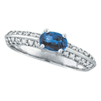 0.38 ct G-H SI Sapphire and Diamond Ring In14K White Gold R6130WS
