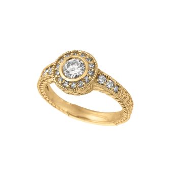 0.80 ct G-H SI Diamond Bezel Ring 14K Yellow Gold In 14K Yellow Gold R6191YD