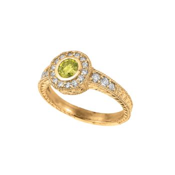 0.80 ct G-H SI Yellow Diamond Bezel Ring In 14K Yellow Gold R6191YYD