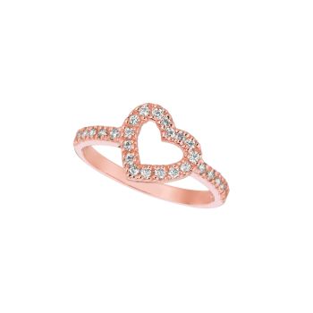 0.40 ct G-H SI Diamond Heart Ring In 14K Rose Gold R6206PD