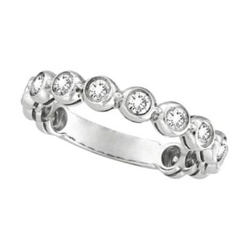 0.59 ct G-H SI Diamond Bezel Ring Band In 14K White Gold R6240WD